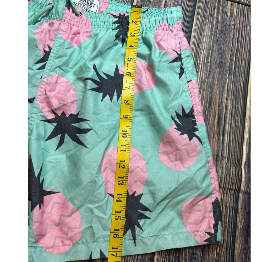 Free Planet Swim Trunks Mens L Mint Green Pink Pineapple Tropical Board Shorts